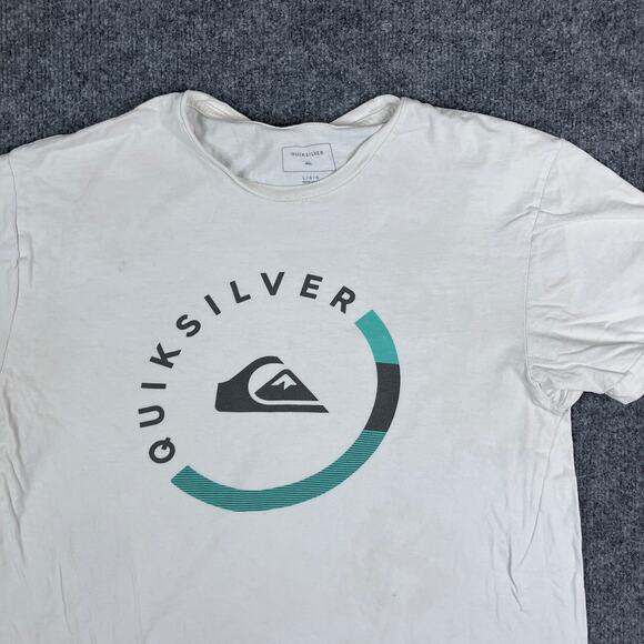 Quiksilver T-Shirt Mens L White Graphic Surf Logo Skate Casual Style Tee - Picture 1 of 8